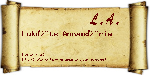 Lukáts Annamária névjegykártya